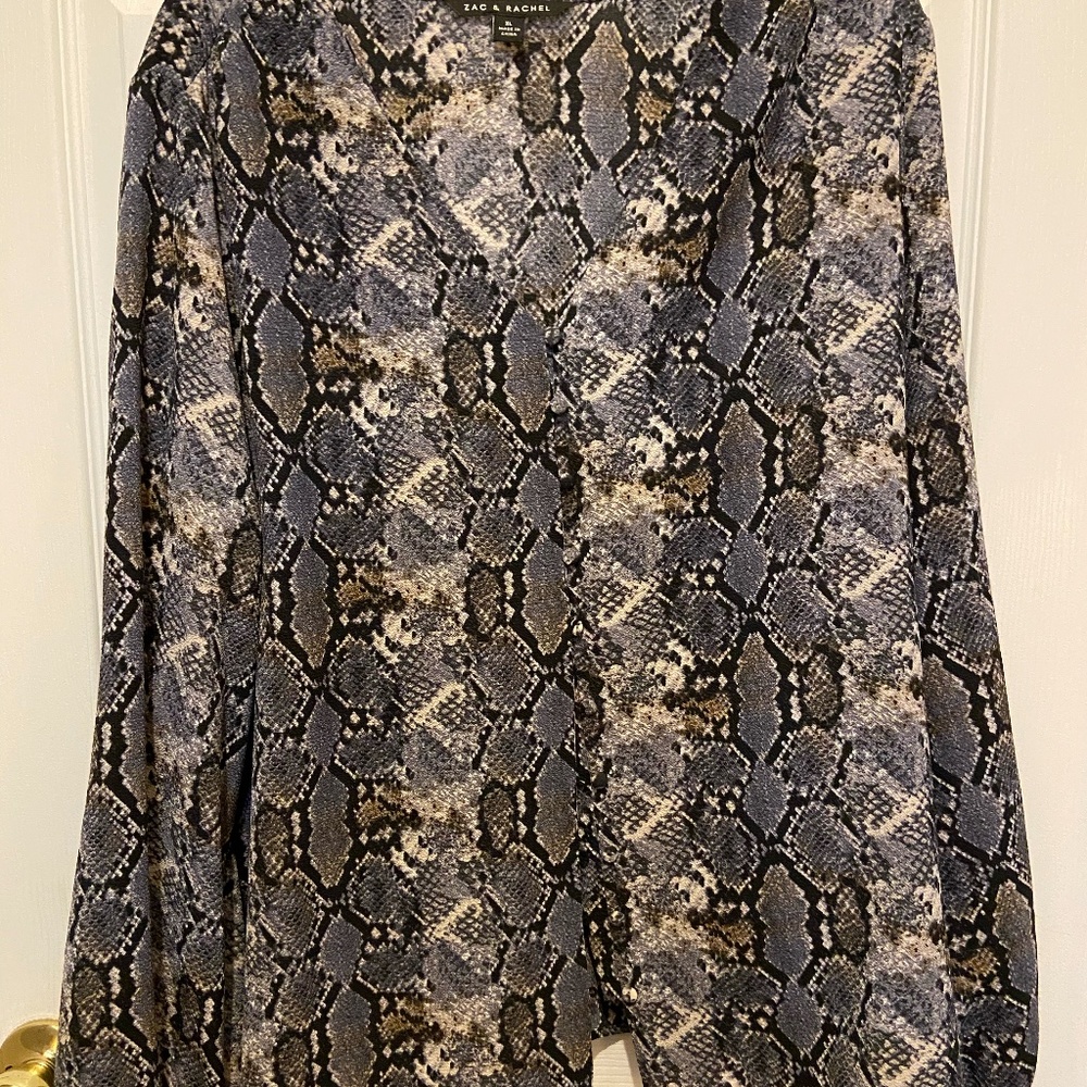 Snakeskin button up blouse